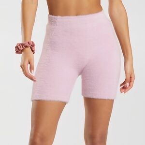 Gymshark X Whitney Simmons Eyelash Knit Short Size Medium Pale Pink Fuzzy Cozy